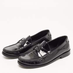 Pre Owned Saint Laurent Black Leather Penny Loafer Size 39