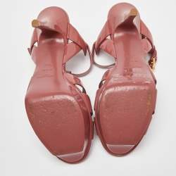 Pre Owned Saint Laurent Pink Patent Leather Tribute Sandals Size 38.5