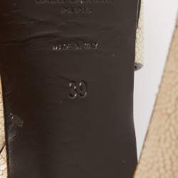 Pre Owned Saint Laurent Cream Textured Leather Tribute Platform Ankle Strap Sandals Size 39