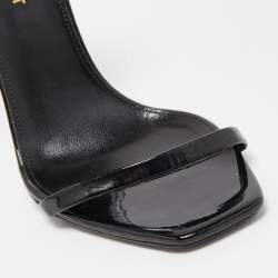 Pre Owned Saint Laurent Black Patent Opyum Ankle Strap Sandals Size 38