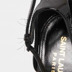 Pre Owned Saint Laurent Black Patent Opyum Ankle Strap Sandals Size 38