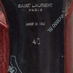 Pre Owned Saint Laurent Burgundy Leather Loulou Slides Size 40