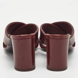 Pre Owned Saint Laurent Burgundy Leather Loulou Slides Size 40