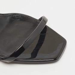 Pre Owned Saint Laurent Black Patent Leather Opyum Ankle Strap Sandals Size 37