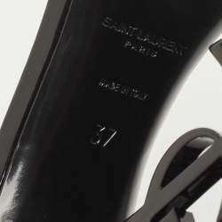 Pre Owned Saint Laurent Black Patent Leather Opyum Ankle Strap Sandals Size 37