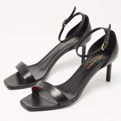 Pre Owned Saint Laurent Black Leather Jane Ankle Strap Sandals Size 37
