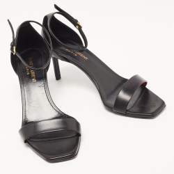 Pre Owned Saint Laurent Black Leather Jane Ankle Strap Sandals Size 37