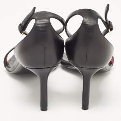 Pre Owned Saint Laurent Black Leather Jane Ankle Strap Sandals Size 37