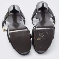 Saint Laurent Dark Green Patent Tribute Sandals Size 39