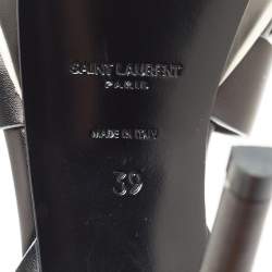 Pre Owned Saint Laurent Black Leather Tribute Ankle Strap Sandals Size 39