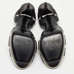 Pre Owned Saint Laurent Black Leather Tribute Ankle Strap Sandals Size 39
