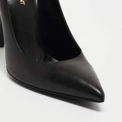Saint Laurent Paris Black Leather Anja Pointed Toe Pumps Size 40