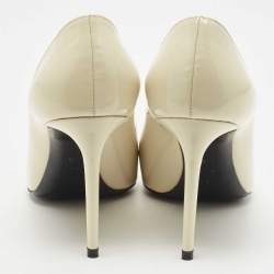 Pre Owned Saint Laurent Paris White Patent Leather Anja Pointed Toe Pumps Size 40