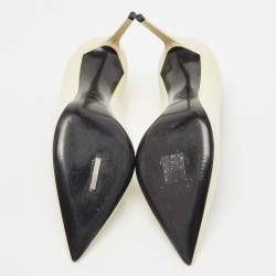 Pre Owned Saint Laurent Paris White Patent Leather Anja Pointed Toe Pumps Size 40