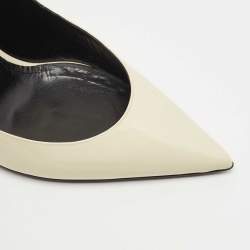 Pre Owned Saint Laurent Paris White Patent Leather Anja Pointed Toe Pumps Size 40