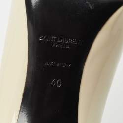 Pre Owned Saint Laurent Paris White Patent Leather Anja Pointed Toe Pumps Size 40