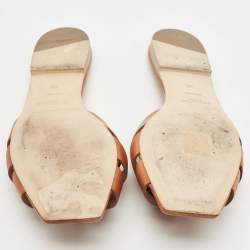 Saint Laurent Brown Leather Tribute Flat Slides Size 38 