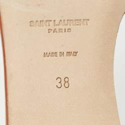 Saint Laurent Brown Leather Tribute Flat Slides Size 38 