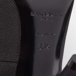 Pre Owned Saint Laurent Black Canvas Pointed Toe Pumps Size 36.5