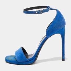 Saint Laurent Blue Suede Jane Sandals Size 38.5