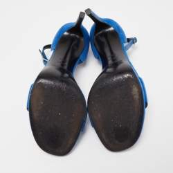 Saint Laurent Blue Suede Jane Sandals Size 38.5