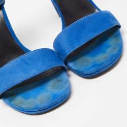 Saint Laurent Blue Suede Jane Sandals Size 38.5