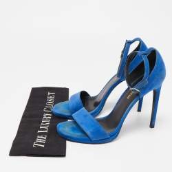 Saint Laurent Blue Suede Jane Sandals Size 38.5