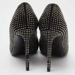 Pre Owned Saint Laurent Black Suede Crystal Embellished Pointed Pumps Size 38