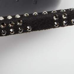 Pre Owned Saint Laurent Black Suede Crystal Embellished Pointed Pumps Size 38