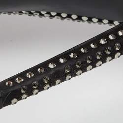 Pre Owned Saint Laurent Black Suede Crystal Embellished Pointed Pumps Size 38