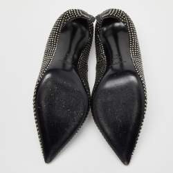 Pre Owned Saint Laurent Black Suede Crystal Embellished Pointed Pumps Size 38