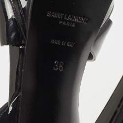 مملوكة مسبقًا Saint Laurent Black Patent Leather Tribute Sandals Size 38