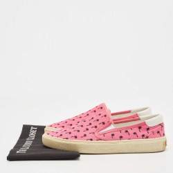 Saint Laurent Pink Canvas Slip On Sneakers Size 41