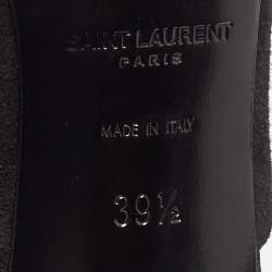 Pre Owned Saint Laurent Black Suede and Lace Open Toe Ankle Booties Size 39.5