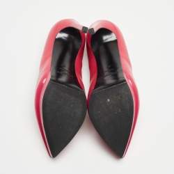 مملوكة مسبقًا Saint Laurent Pink Textured Leather Janis Platform Pointed Toe Pumps Size 36