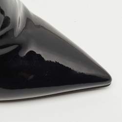 Saint Laurent Paris Black Patent Leather Opyum Pointed Toe Ankle Booties Size 37