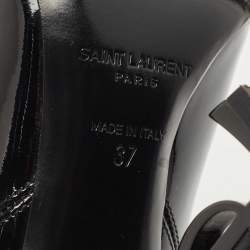 Saint Laurent Paris Black Patent Leather Opyum Pointed Toe Ankle Booties Size 37