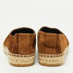 Saint Laurent Brown Suede Cassandra Espadrilles Slip On Loafers Size 37.5