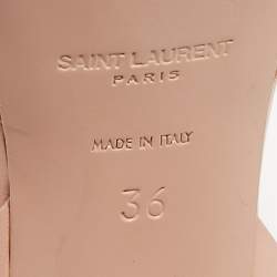 Pre Owned Saint Laurent Pink Leather Leather Tribute Sandals Size 36
