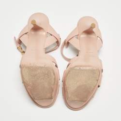 Pre Owned Saint Laurent Pink Leather Leather Tribute Sandals Size 36