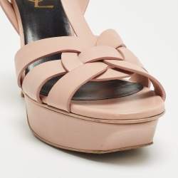Pre Owned Saint Laurent Pink Leather Leather Tribute Sandals Size 36