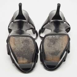 Saint Laurent Black Patent Leather Tribute  Sandals Size 38