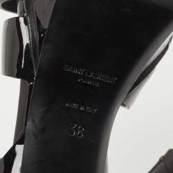 Saint Laurent Black Patent Leather Tribute  Sandals Size 38