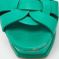 Saint Laurent Green Leather Tribute Sandals Size 40