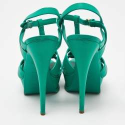 Saint Laurent Green Leather Tribute Sandals Size 40