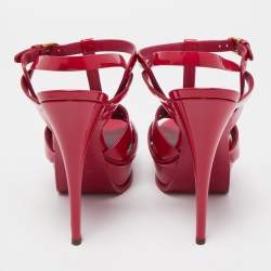 Saint Laurent Purple Patent Tribute Ankle Strap Sandals Size 39