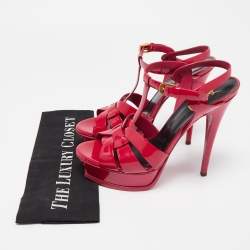 Saint Laurent Purple Patent Tribute Ankle Strap Sandals Size 39