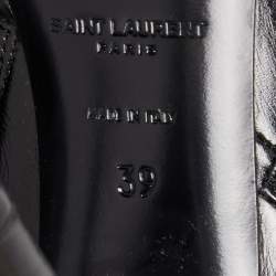 Pre Owned Saint Laurent Black Leather Knee Length Boots Size 39