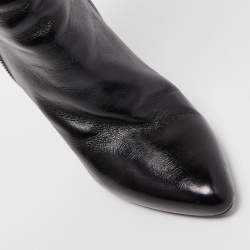 Pre Owned Saint Laurent Black Leather Knee Length Boots Size 39