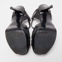 Saint Laurent Black Leather Tribute Sandals Size 37.5